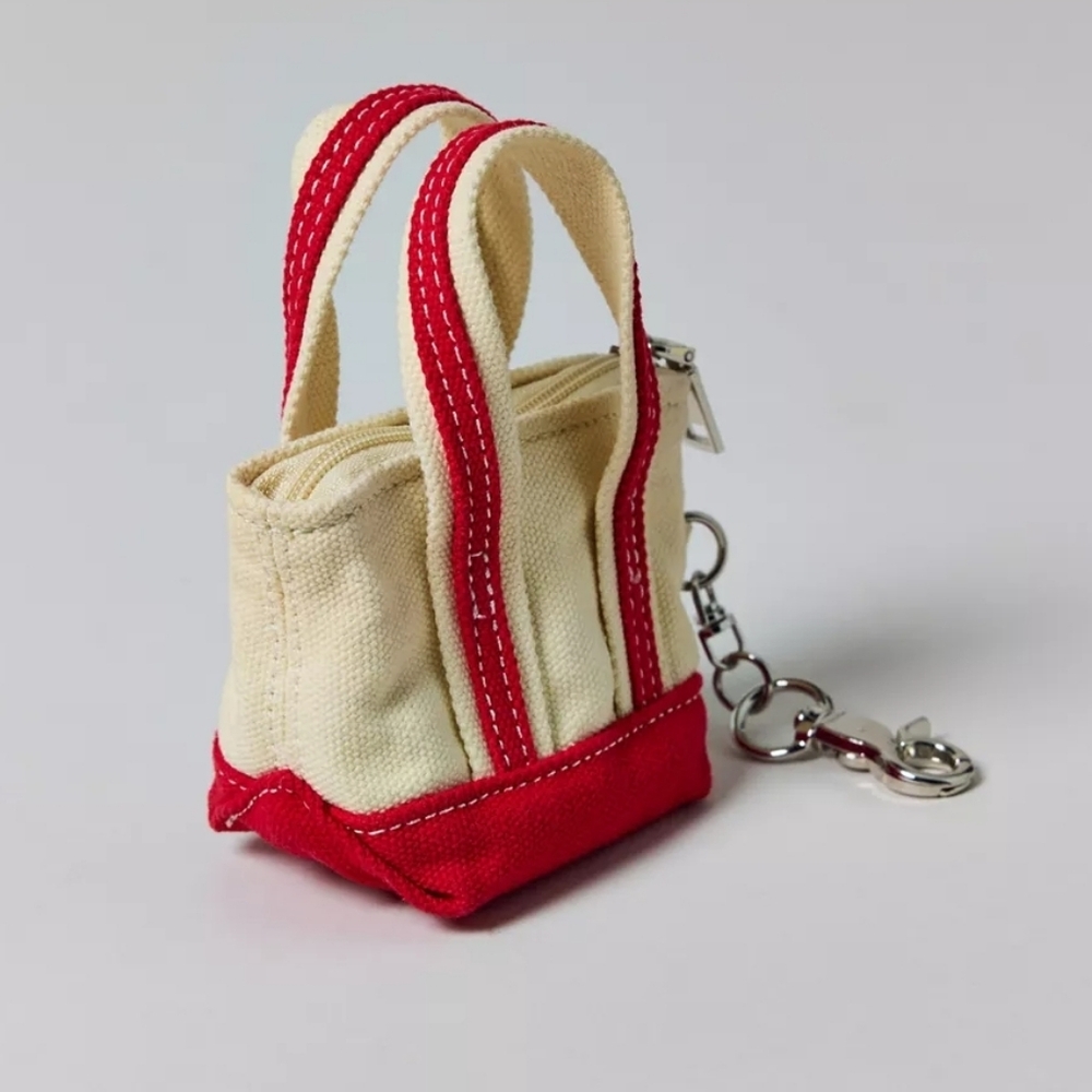 Urban Outfitters BDG Mini Tote Bag Charm Keychain Red and Cream New - Picture 4 of 4